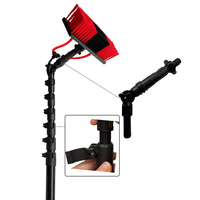 Système de nettoyage de fenêtres et de panneaux solaires personnalisé avec perche télescopique de 12 pieds en aluminium/fibre de carbone et brosse manuelle