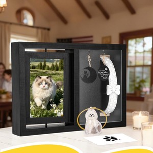 Wooden Pet Keepsake Photo Frame Rectangular <b>Shadow</b> <b>Box</b> Tabletop Display Case For Cat Dog Fur And Collar - Product Image 3