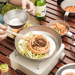 Plato y cuenco para exteriores de acero inoxidable 304, vajilla para acampar al aire libre de seis piezas, almacenamiento portátil de montaña, utensilios de cocina - Product Image 4