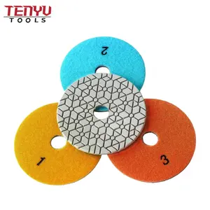 4 Inch Super Flexible 3 Step Diamond Wet and Dry Polishing Pads for Granite Marble Stone