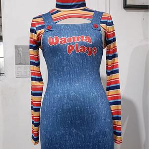 Disfraces de Halloween para Mujer 2 Piezas Muñeca Asesina de Pesadilla ¿Quieres Jugar? Body de Personaje de Película Conjunto de Disfraz de <span class=keywords><strong>Chucky</strong></span> para Halloween - Product Image 6