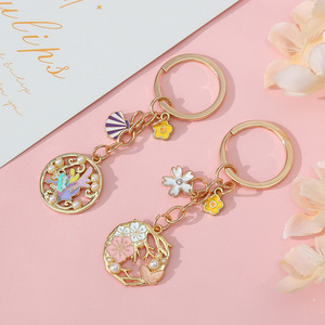 Porte-clés créatif série Océan pour filles, mignon, à suspendre au sac d'école, en métal, avec anneau unique - Cadeau personnalisé, pendentif pour clés de voiture - Product Image 4