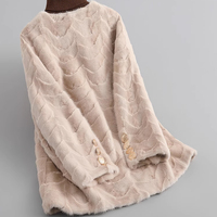 2025 Wintermode Damen Freizeitoberbekleidung 100% Nerzpelzmantel mit V-Ausschnitt Kurze Jacke Gestricktes Polyesterfutter Roh