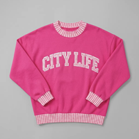 Sweat-shirt à capuche col rond personnalisé avec imprimé lettres à carreaux style urbain, décontracté, streetwear, coupe oversize pour femme – Grande Vente
