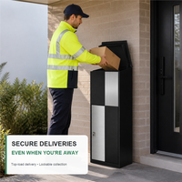 Boîte à colis extérieure JDY moderne en acier inoxydable, résistante aux intempéries, autoportante, pour jardin, 50L, avec serrure
