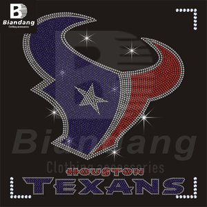 कस्टम हूस्टन टेक्सन टी-शर्ट के लिए गर्मी हस्तांतरण, चमकदार nfl आयरन-ऑन गैंडा ट्रांसफर क्रिस्टल बैल कपड़े डिजाइन - Product Image 3