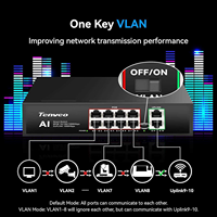 Conmutador Ethernet Gigabit PoE8 TONGVEO, 8 Puertos PoE+2 Uplink, Transmisión de 100m y Seguridad VLAN, Gigabit RJ45, 30W, Alta Estabilidad