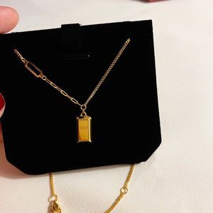 Rich Little Gold Bar Necklace Geometric Zinc Alloy Pendant 10cm Extended Chain Women Fashion Jewelry - Product Image 4
