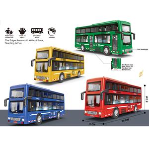 <span class=keywords><strong>Bus</strong></span> électrique à inertie à double étage avec musique et lumière, jouet en plastique moulé sous pression pour garçons, voiture à friction - Product Image 1