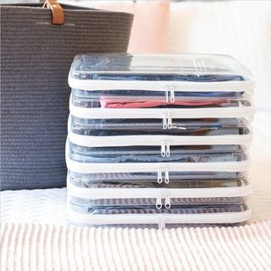 Boîtes de rangement rectangulaires transparentes en plastique avec fermeture éclair, empilables, style américain, pour jouets d'enfants et organisation des articles ménagers divers - Product Image 1