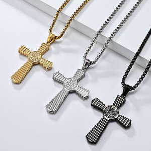 Colgante Cruz de Exorcismo de San Benito 2026 para Hombre, Zirconia, Acero Inoxidable 316, Plateado/Dorado, Resistente al Deslustre, Impermeable, Religioso Católico - Product Image 3