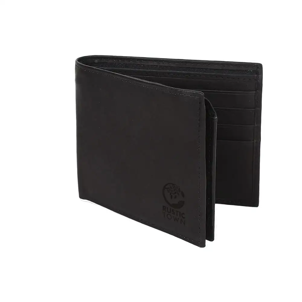 Handcrafted RFID Blocking Bifold Genuine Leather Mens Zipper Wallets Designer Fashionable Card Slots Gifts for him Black