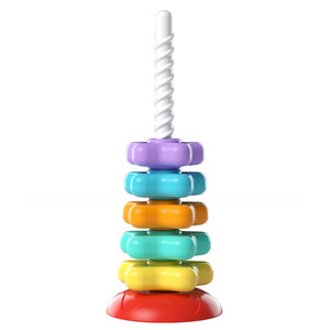 Jouet d'empilage éducatif pour enfants, tour de jeu arc-en-ciel, anneaux colorés en plastique ABS écologique - Product Image 6