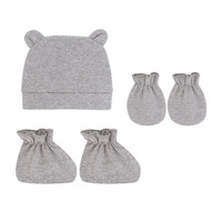 Gorro de bebé de color sólido, guantes, cubierta de pie, conjunto de 3 piezas para recién nacidos de 0 a 3 meses para la temporada de invierno para comercio exterior
