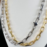 Nouveau Collier Chaîne Cubaine Hip-Hop en Acier Inoxydable Épais avec Lettres Géométriques Carrées Personnalisées sur Mesure, Argent et Or 18K