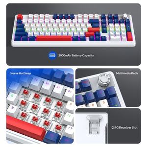 T-WOLF T78 Keyboard Mekanikal sumbu merah, tiga Mode untuk RGB e-sports Full Key Multi tombol anti-hantu yang dapat diprogram USB tipe-c - Product Image 4