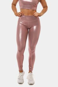 Mallas deportivas personalizadas doradas y rosas brillantes de cintura alta para levantar glúteos, Push up, pantalones de Yoga para gimnasio, pantalones de Yoga sexis - Product Image 3