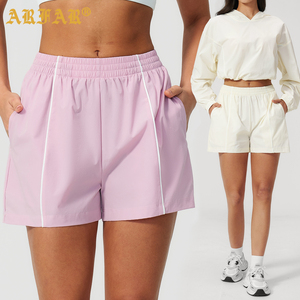 Ensembles de vêtements de sport décontractés pour femmes, lignes contrastées, sweat à capuche en nylon, shorts taille haute, séchage rapide, respirant, tenues de sport pour femmes - Product Image 3