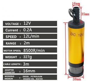<span class=keywords><strong>ปั๊ม</strong></span>ถ่ายน้ำมันเชื้อเพลิงแบบจุ่มระบบไฟฟ้าขนาดเล็ก12V 24V DC แบบพกพาเปลือกอลูมิเนียม12L/นาที - Product Image 2
