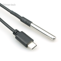 Disesuaikan DS18b20 kabel Sensor suhu USB C pria