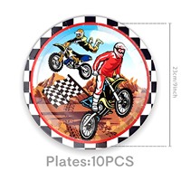 Ensemble de vaisselle pour fête sur le thème de la moto tout-terrain, pour 10 personnes, comprenant assiettes, gobelets, serviettes et décorations, pour anniversaire de garçons, fournitures pour baby shower