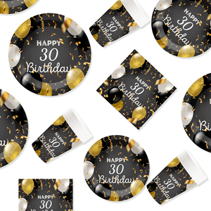 DAMAI - Artículos para Fiesta de Cumpleaños Azul Número 50, Platos Negros y Dorados de 300 GSM, Servilletas Azules, Recuerdos para Fiesta de Cumpleaños, Sirve para 8 Personas - Product Image 5