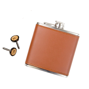 Petaca de acero inoxidable de 12 oz con logotipo personalizado, Petaca de cuero, Petaca a prueba de fugas para España Luksusowa Zubrowka Antiquary - Product Image 2