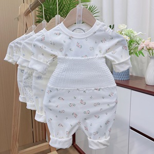 Conjunto de Pijama de Algodón 100% para Bebé, Informal, Transpirable, de Otoño, de Cintura Alta, con Protección para el Vientre, sin Costuras, 2 Piezas - Product Image 6