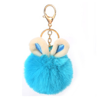 Porte-clés tendance avec oreilles de lapin et boule de fourrure, nouveau pendentif en peluche imitation fourrure de lapin, style dessin animé, pour célébrités d'Internet