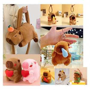 Serie de Muñecas Pequeñas Capibara: Mochila Adorable, Flotador, Oso Bordado, Juguete de Peluche Súper Suave de Algodón PP con Malla, Regalo de Cumpleaños - Product Image 3