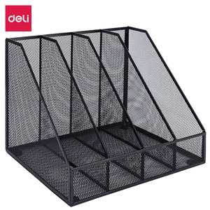 Deli Four Section Metal Mesh File Frame 4 Layers Black Document Organizer Office Desk Storage Rack - Product Image 1