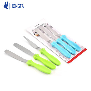 Hongfa Stainless Steel <b>Cake</b> Spatula 3-Piece Set Pink Handle Baking Tool For <b>Cake</b> <b>Decorating</b> - Product Image 2