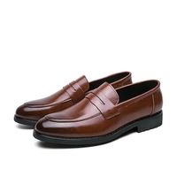Mocassins pour hommes élégants à bout rond en cuir synthétique, style décontracté et habillé, pour le bureau