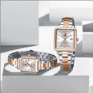 Reloj de pareja de lujo resistente al agua reloj de cuarzo moda calendario Simple fecha reloj de acero inoxidable mujeres hombres amante regalo 9252 - Product Image 3