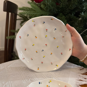 Nuevo estilo francés cartón chica diseño tulipán patrón vajilla plato de cerámica platos de cerámica de alta calidad para café - Product Image 3