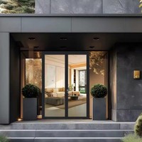Portes coulissantes en acier inoxydable, construction en polymère insonorisée robuste pour villas, hôtels, boutiques, balcons, jardins