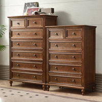 Commode à 5 tiroirs en bois de pin massif de style américain, meuble de rangement vintage moderne multifonctionnel pour chambre à coucher et salon