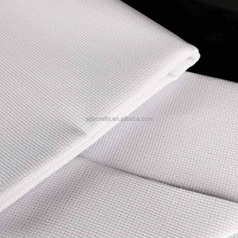 14 Count White Aida Cross Stitch Fabric,Cotton Polyester Aida Fabric for Embroidery