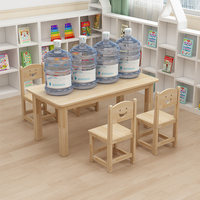 Ensemble de bureau et chaise pour enfants Jinyou Kindergarten, style nordique, en bois massif non peint, pour l'apprentissage précoce, la lecture, le dessin et l'écriture