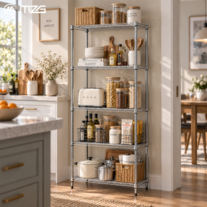 Étagère de cuisine mobile multi-niveaux MZG, en fil métallique, durable, 5 niveaux, pour rangement de pots à épices et autres ustensiles en carbone - Product Image 2
