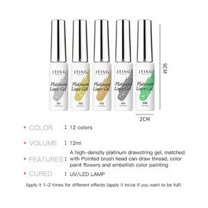 JTING Nuevo Diseño Gel Liner de Alta Densidad Platino con Cordón para Arte de Uñas, Gel Polish Liner, Gel de Color para Uñas, OEM, Logotipo Personalizado - Product Image 2