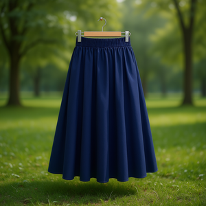 Poplin <b>Skirt</b> With <b>Elasticated</b> <b>Waist</b> Women's Midi Length A Line Style - Product Image 3