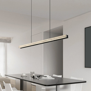 Italian High-End Single <b>Light</b> <b>Dining</b> Room Chandelier Modern Minimalist Scandinavian Design Black Long Strip for Pendant <b>Lights</b> - Product Image 2