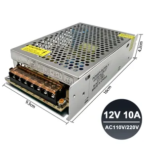 12V 10A تحويل التيار الكهربائي AC 110V/220V إلى DC 12V 120W محول الكهرباء للقطاع بقيادة ضوء كاميرا تلفزيونات الدوائر المغلقة