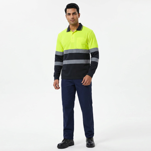 Wholesale High Visibility Reflective Road Safety T Shirt Men Custom Printed <b>Hi</b> <b>Vis</b> Viz <b>Orange</b> Long Sleeves Workwear Polo Shirt - Product Image 1