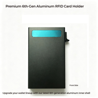 Caja de Aluminio Minimalista para Tarjetas de Crédito con Protección RFID, con Logotipo OEM Personalizado, para Hombre, con Placa Integrada