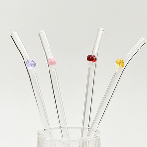 <span class=keywords><strong>Paille</strong></span> en <span class=keywords><strong>verre</strong></span> borosilicate de haute qualité <span class=keywords><strong>avec</strong></span> motif champignon 3D et nœud rose, couleur personnalisable, compatible lave-vaisselle - Product Image 6