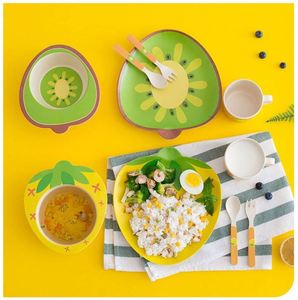 Unbreakable Bamboo Fiber Lightweight Dinnerware Sets Biodegradable <b>Kids</b> Pineapple <b>Plate</b> <b>Bowl</b> Cup <b>and</b> Cutlery - Product Image 4