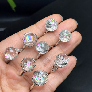 Anelli in Argento 925 di Alta Qualità con Kunzite, Anelli con Gemme, Gioielli in Quarzo Rosa, Artigianato in Cristallo Naturale, Regolabili, per Regalo Quotidiano - Product Image 6