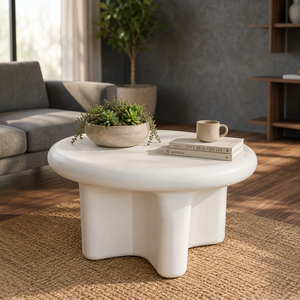 Modern Organic Fiber Concrete Side <b>Table</b> Sculptural Accent <b>Table</b> Lightweight GFRC Indoor Outdoor Furniture - Product Image 3